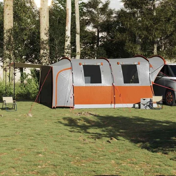 vidaXL Tente de voiture 4 personnes gris et orange imperméable