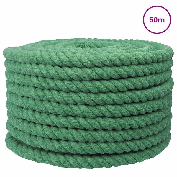 vidaXL Corde en coton 20 mm 50 m Vert 100% Coton