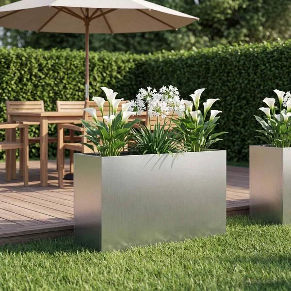 vidaXL Cache-pot de jardin Argenté 80 x 40 x 50 cm Acier galvanisé