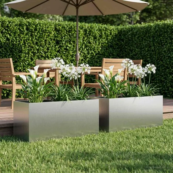 vidaXL Cache-pot de jardin 2 pc Argenté 80 x 40 x 40 cm