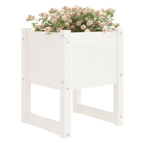 vidaXL Jardinières 2 pcs Blanc 40x40x52, 5 cm Bois massif de pin