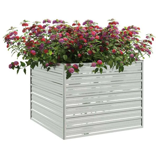 vidaXL Lit surélevé de jardin 100x100x77 cm Acier galvanisé Argenté