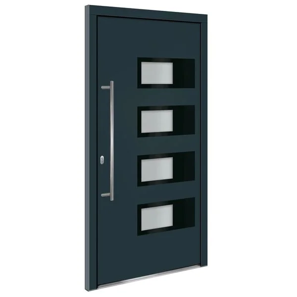 vidaXL Porte d'entrée Anthracite 100x200 cm Aluminium et PVC