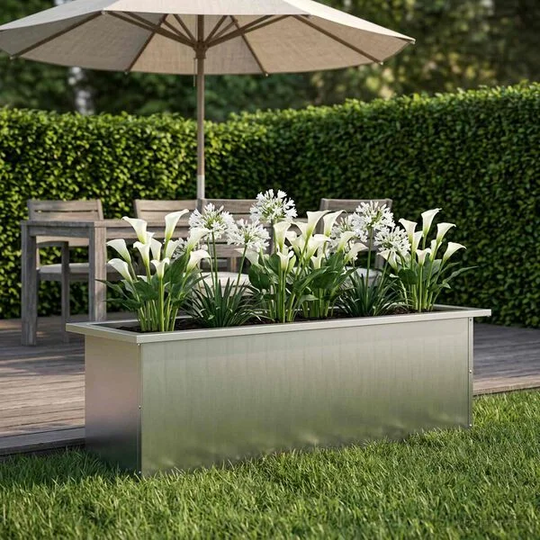 vidaXL Jardinière de jardin avec LED Argenté 30 x 100 x 30 cm