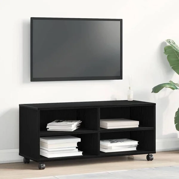 vidaXL Meuble TV 90 x 35 x 40, 5 cm Noir Bois d'ingénierie