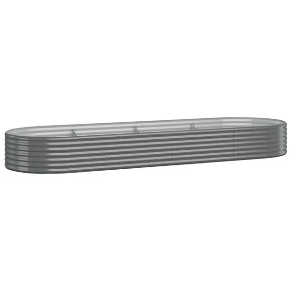 vidaXL Lit surélevé de jardin Acier galvanisé 322x100x36cm gris