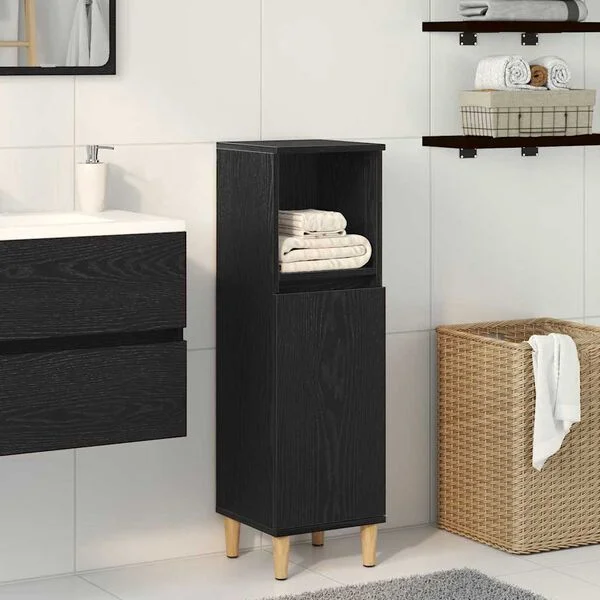 vidaXL Cabinet de Salle de Bain Chêne noir 30 x 30 x 100 cm