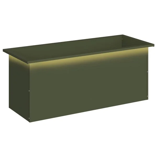 vidaXL Jardinière de jardin avec LED Vert olive 40 x 100 x 40 cm Acier