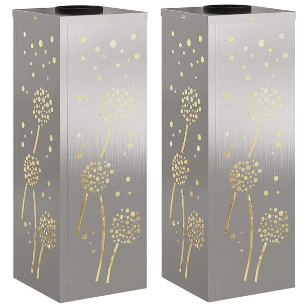 vidaXL Lumière de chemin LED solaire 2 pc Blanc chaud 18 x 18 x 50 cm