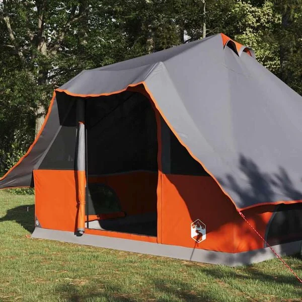 vidaXL Tente Tipi 8 personne Gris et orange taffetas