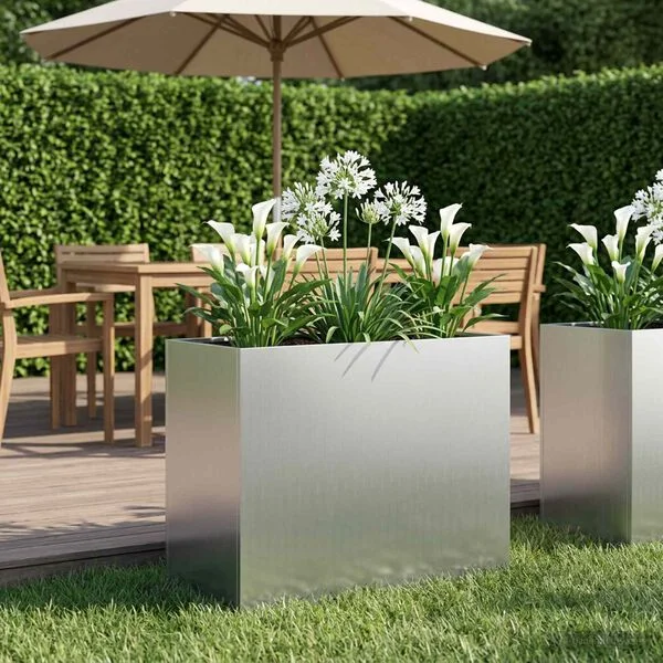 vidaXL Cache-pot de jardin Argenté 60 x 30 x 40 cm Acier galvanisé