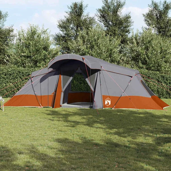 vidaXL Tente familiale 6 personne Gris et orange