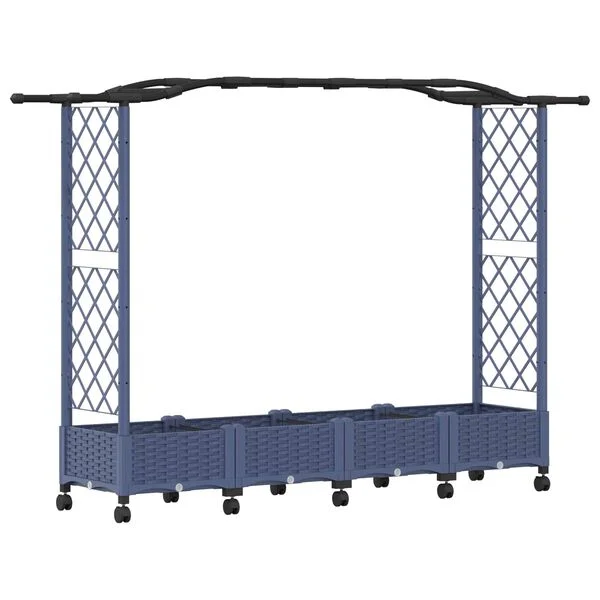 vidaXL Lit Élevé avec Treillis et Toit Gris 207 x 40 x 129 cm PP