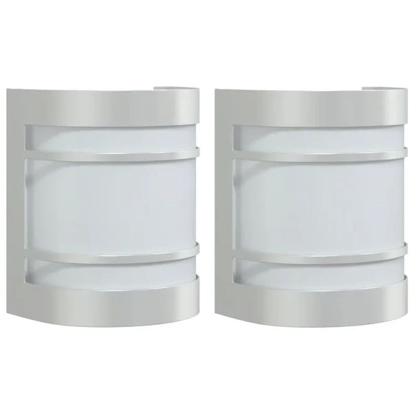 vidaXL Appliques murales d'extérieur 2pcs argenté acier inoxydable