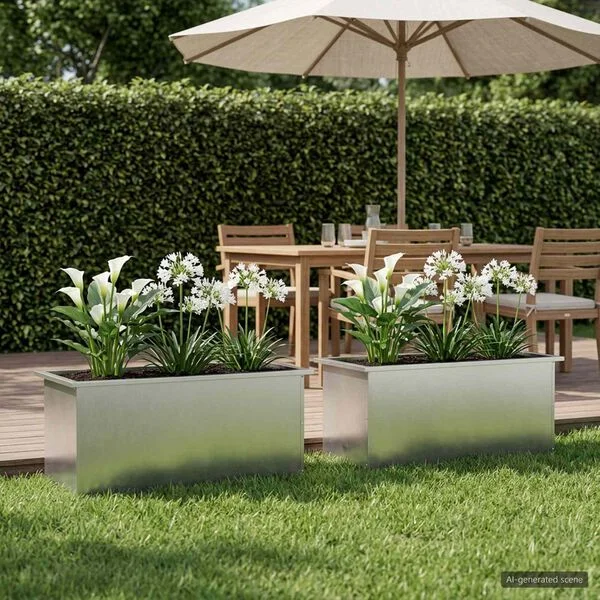 vidaXL Jardinière de jardin avec LED 2 pc Argenté 40 x 100 x 40 cm