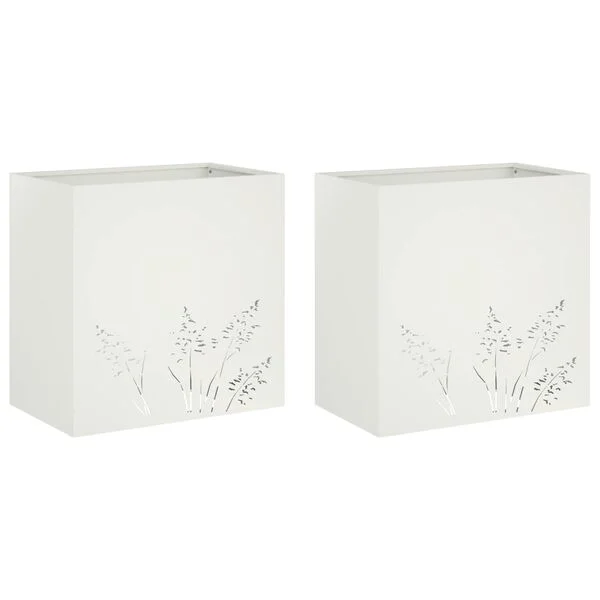vidaXL Cache-pot de jardin 2 pc Blanc 50 x 30 x 49 cm