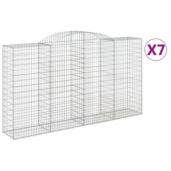vidaXL Paniers à gabions arqués 7 pcs 300x50x160/180 cm fer galvanisé