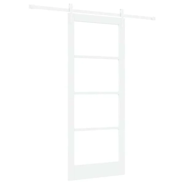 vidaXL Porte coulissante 83 x 202 cm Bois de pin massif et verre Blanc