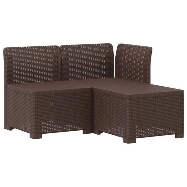 vidaXL Canapé de jardin 3 places avec coussins look rattan 3 place PP