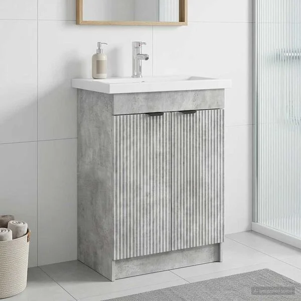 vidaXL Armoire sous évier de salle de bain Gris béton