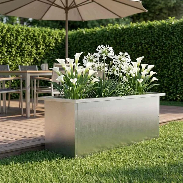 vidaXL Jardinière de jardin avec LED Argenté 30 x 80 x 30 cm