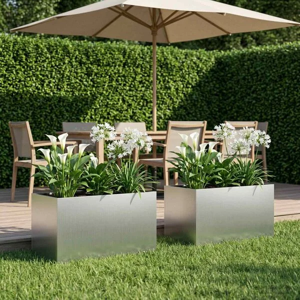 vidaXL Cache-pot de jardin 2 pc Argenté 80 x 50 x 50 cm