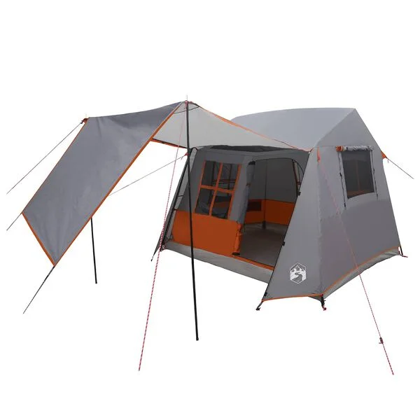 vidaXL Tente tunnel Gris et orange 275 x 240 x 200 cm