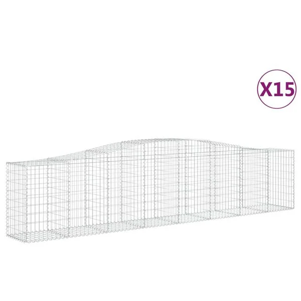 vidaXL Paniers à gabions arqués 15 pcs 400x50x80/100 cm Fer galvanisé