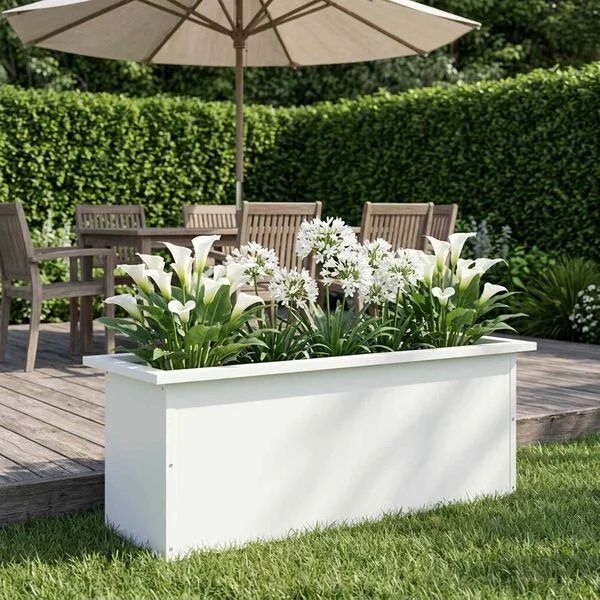 vidaXL Jardinière de jardin avec LED Blanc 30 x 80 x 30 cm Acier