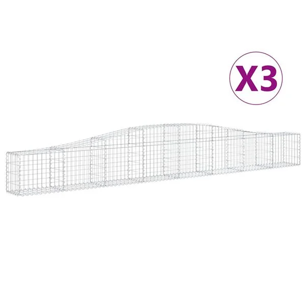 vidaXL Paniers à gabions arqués 3 pcs 400x30x40/60 cm Fer galvanisé