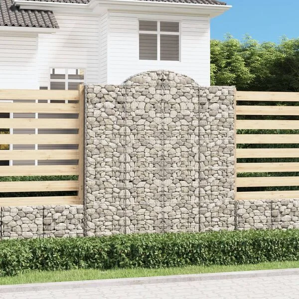 vidaXL Paniers à gabions arqués 5 pcs 200x50x220/240 cm Fer galvanisé