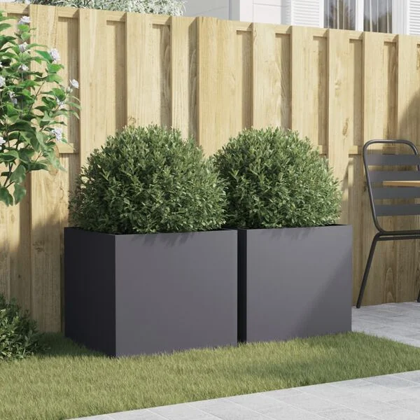vidaXL Jardinières 2 pcs anthracite 49x47x46 cm acier