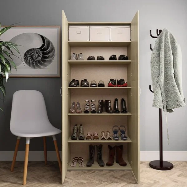 vidaXL Armoire à chaussures Chêne sonoma 80x35, 5x180cm Bois ingénierie