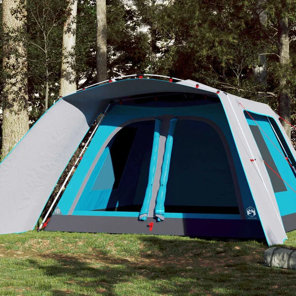 vidaXL Tente familiale avec porche 9 personnes bleu dégagement rapide