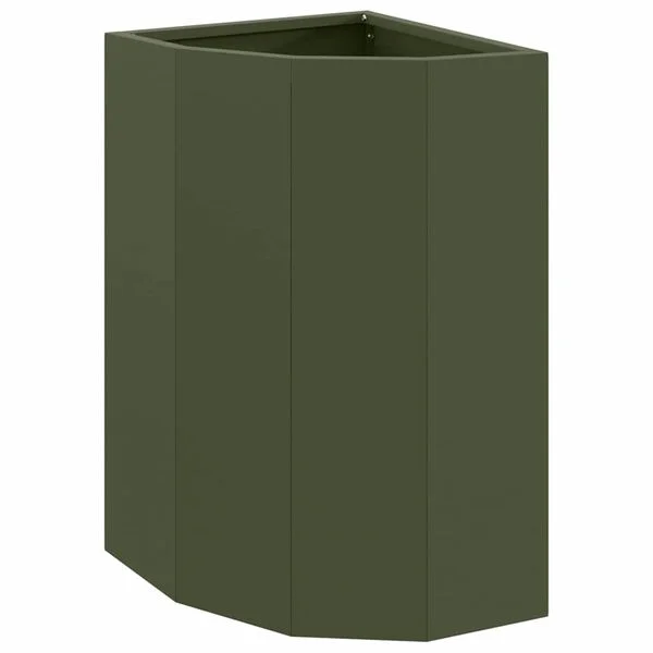 vidaXL Jardinière d'Angle Vert olive 30 x 30 x 50 cm Acier
