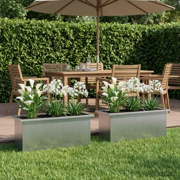 vidaXL Jardinière de jardin avec LED 2 pc Argenté 30 x 80 x 30 cm