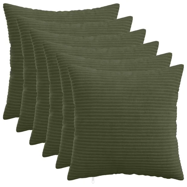 vidaXL Housse de coussin 6 pcs HEERLEN Vert 40 x 40 cm velours côtelé