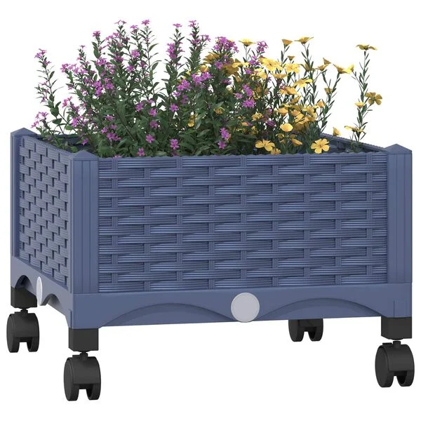 vidaXL Jardinière avec Roues Gris Bleu 40 x 40 x 29 cm PP