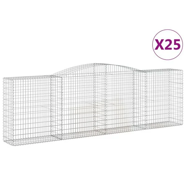 vidaXL Paniers à gabions arqués 25 pcs 400x50x120/140 cm Fer galvanisé