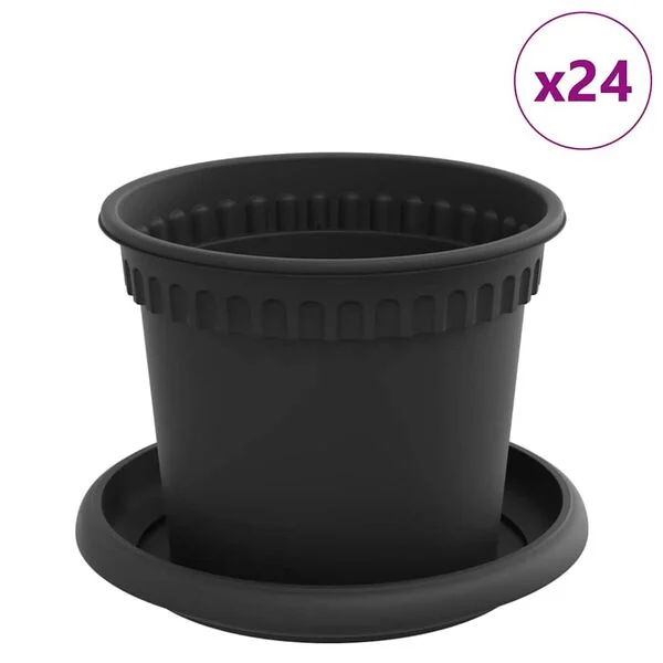 vidaXL Pots de plantes 24 pc Noir Plastique