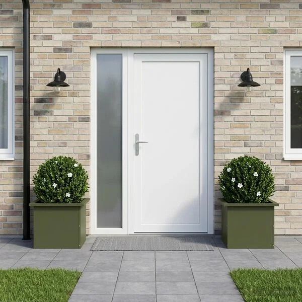 vidaXL Jardinière de jardin avec LED 2 pc Vert olive 30 x 40 x 30 cm