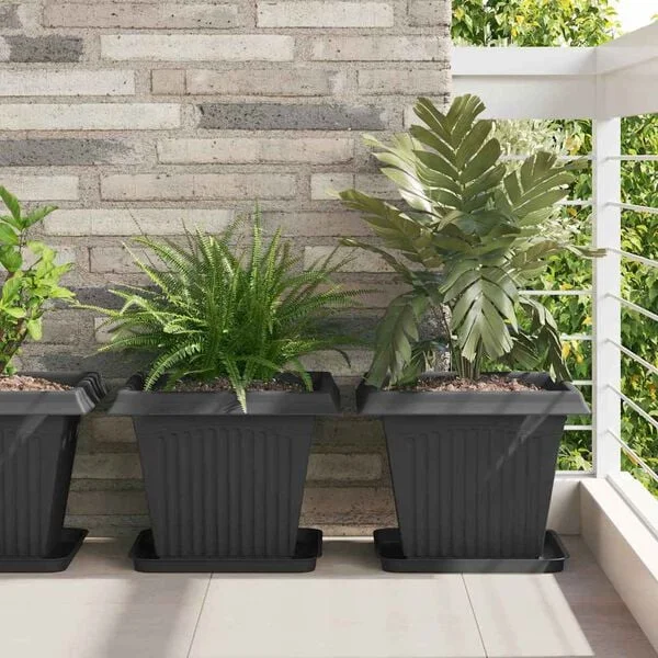 vidaXL Pots de plantes 6 pc Noir Plastique