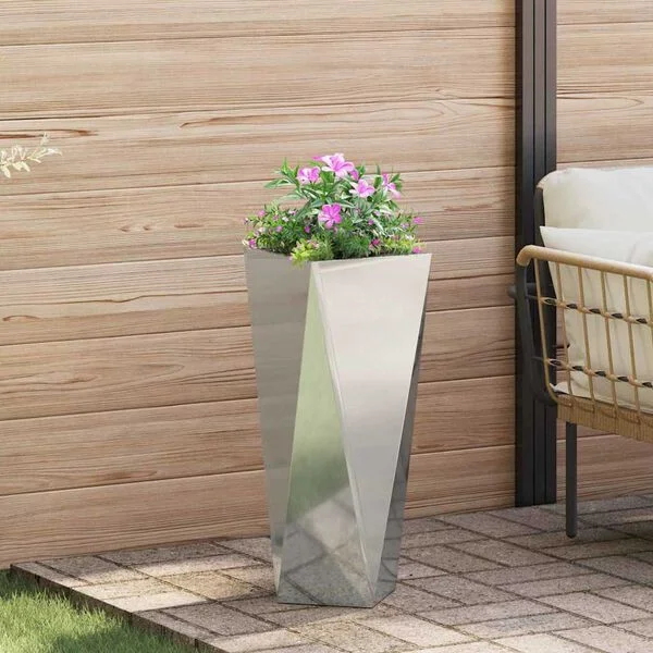 vidaXL Jardinière Argent 30 x 30 x 75 cm Acier galvanisé