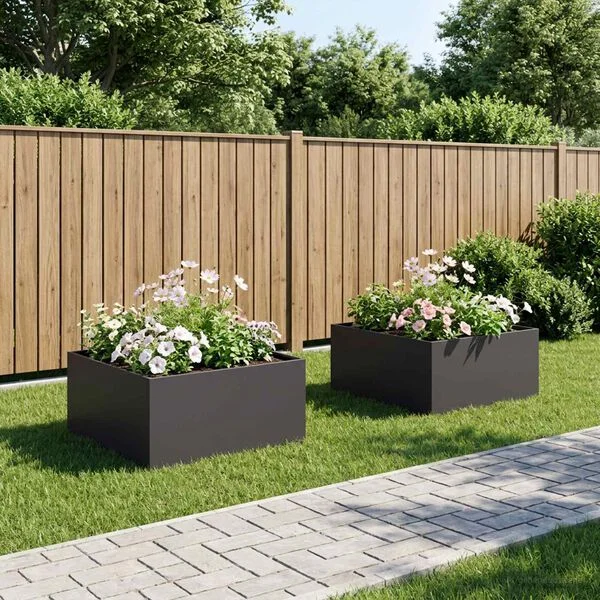 vidaXL Cache-pot de jardin 2 pc Noir 60 x 60 x 40 cm