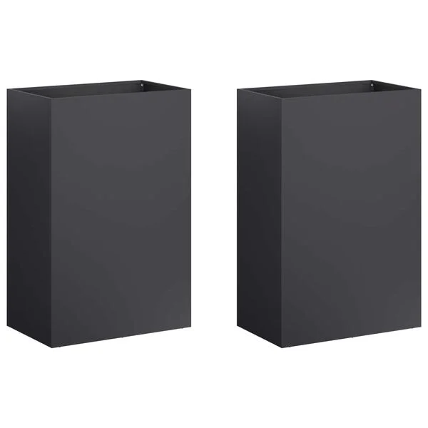 vidaXL Cache-pot de jardin 2 pc Noir 50 x 30 x 75 cm