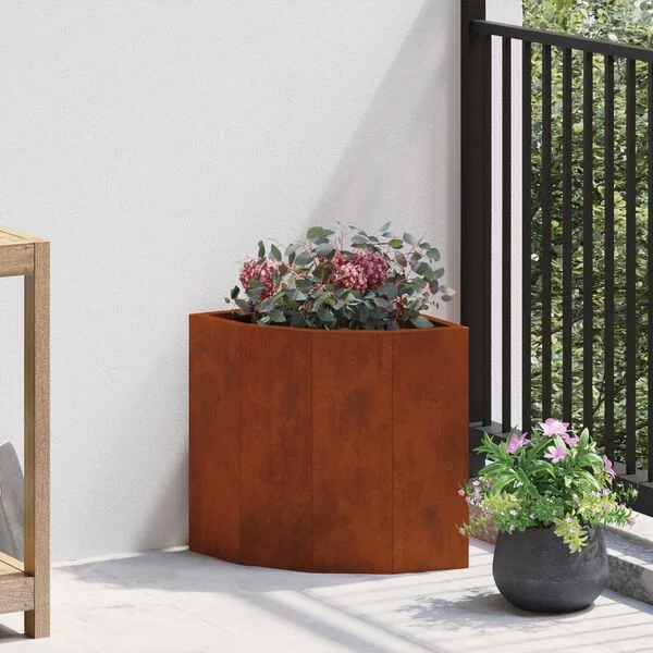 vidaXL Jardinière d'Angle Rouillé 30 x 30 x 35 cm Acier patiné