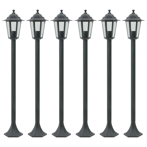 vidaXL Lampe de jardin à piquet 6 pcs E27 110 cm Aluminium Vert foncé