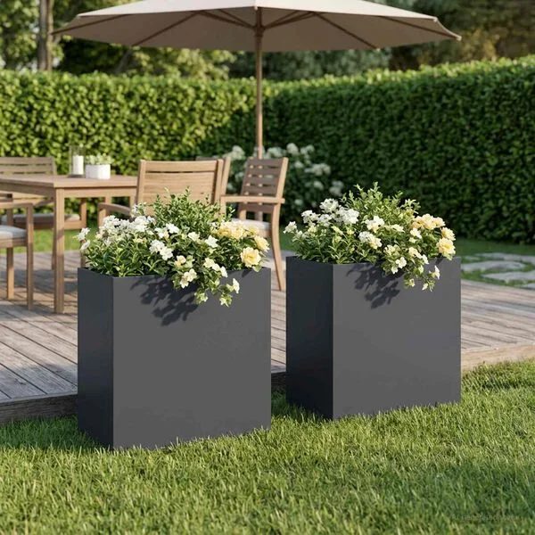 vidaXL Cache-pot de jardin 2 pc Anthracite 50 x 30 x 50 cm