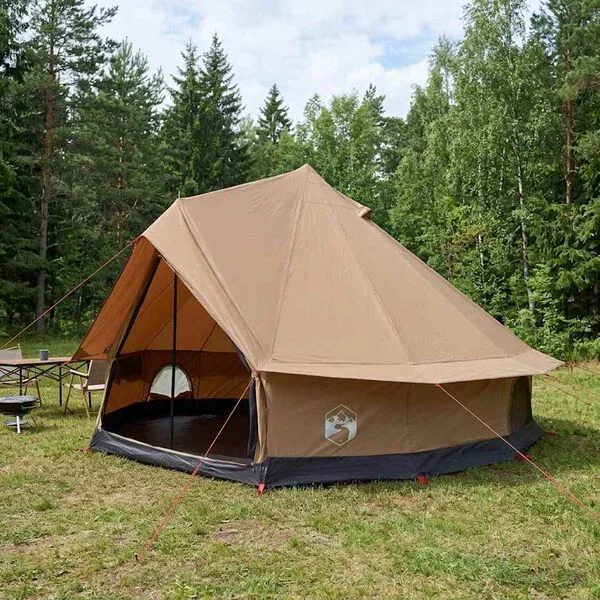 vidaXL Tente familiale 8 personne Marron Polycoton