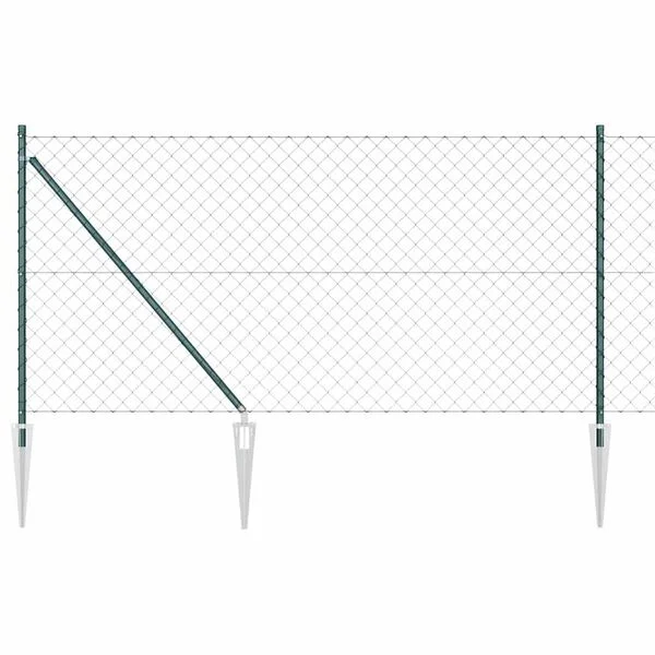 vidaXL Clôture en maillons avec pointes 10 x 1 m Vert Maille